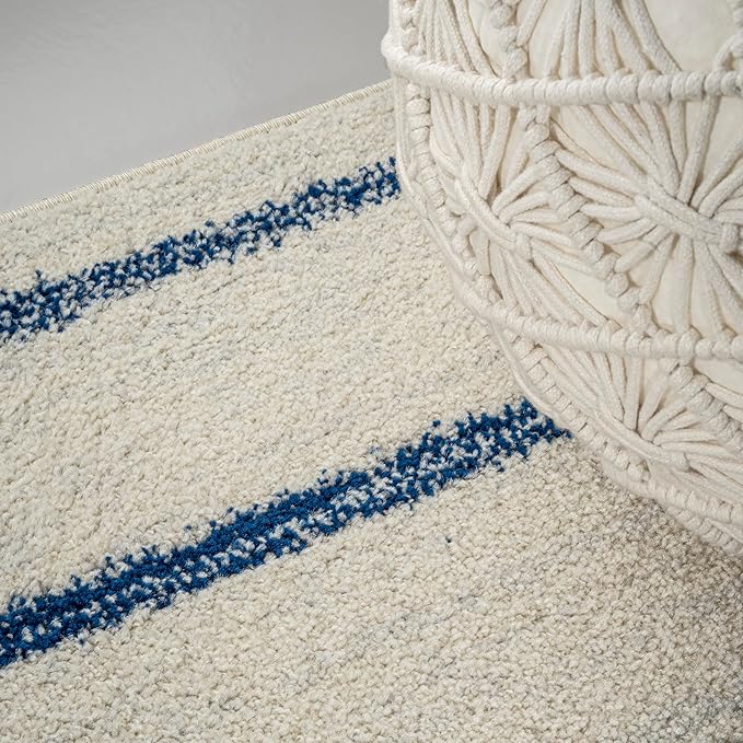 JONATHAN Y Williamsburg Minimalist Stripe Cream/Navy Indoor Area Rug, - Image 4