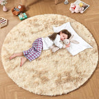 Andency Tie-Dyed Beige Round Area Rug by Andency