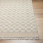 Mark&Day Wool Rugs, 4x6 Clinten Solid and Border Tan Checkered Rug, Tan Ivory - Image 6