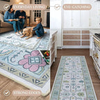 Fame Living Cream Green Oushak Runner Rug, Modern Runners, Small Rugs, Short - Image 4