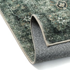 2x3 Washable Area Rug for Entryway Green Vintage Non-Slip Low Pile Distressed - Image 9