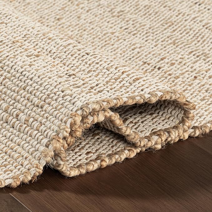 nuLOOM 2'6" x 10' Elfriede Jute & Cotton Hand Woven Area Rug, Solid Rustic - Image 7