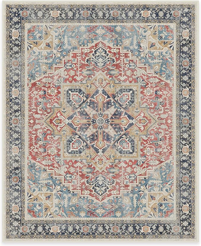 RUGGABLE Washable Vintage Area Rug – Kamran Cayenne Red 8x10, Stain-Resistant - Image 3