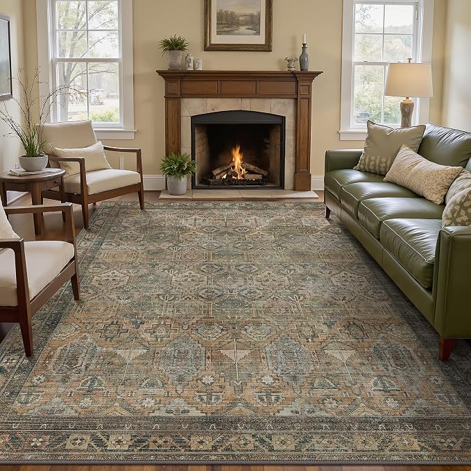 GENIMO 3x5 Area Rugs for Living Room, Machine Washable Non Slip Vintage Rugs - Image 2