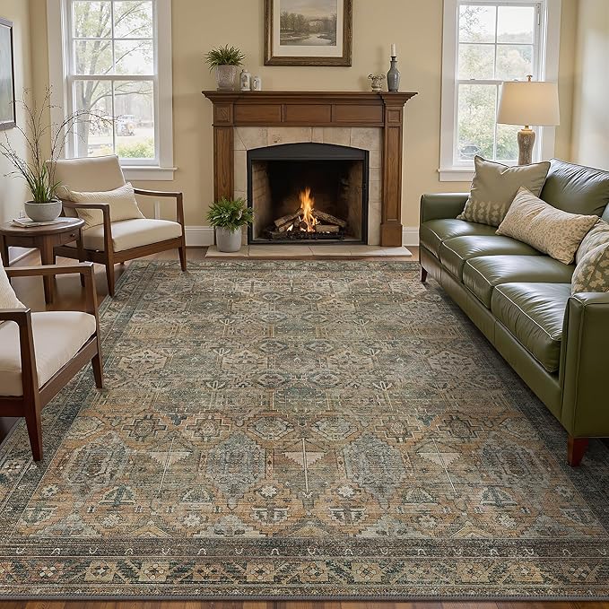 GENIMO 4x6 Area Rugs for Living Room, Machine Washable Non Slip Vintage Rugs - Image 3