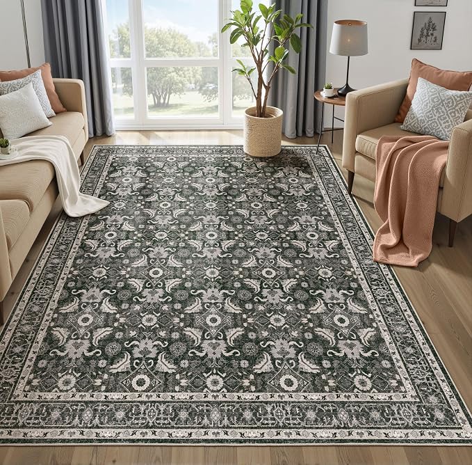WITSHOCK Living Room Area Rugs 7x9: Soft Non-Slip Backing Washable Rugs Vintage by WITSHOCK