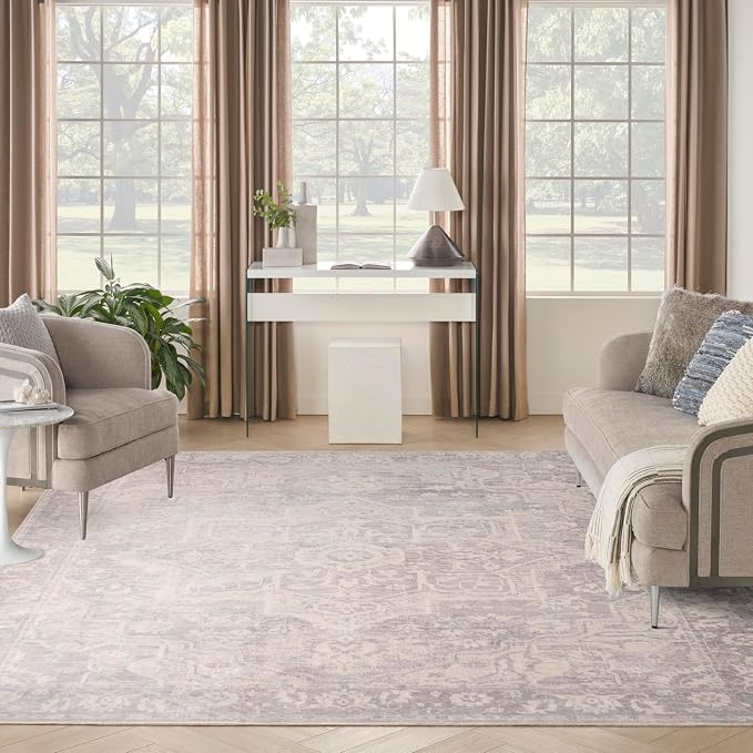 Nourison Home Astra Machine Washable Grey 7'10" x 10' Area Rug - Image 2