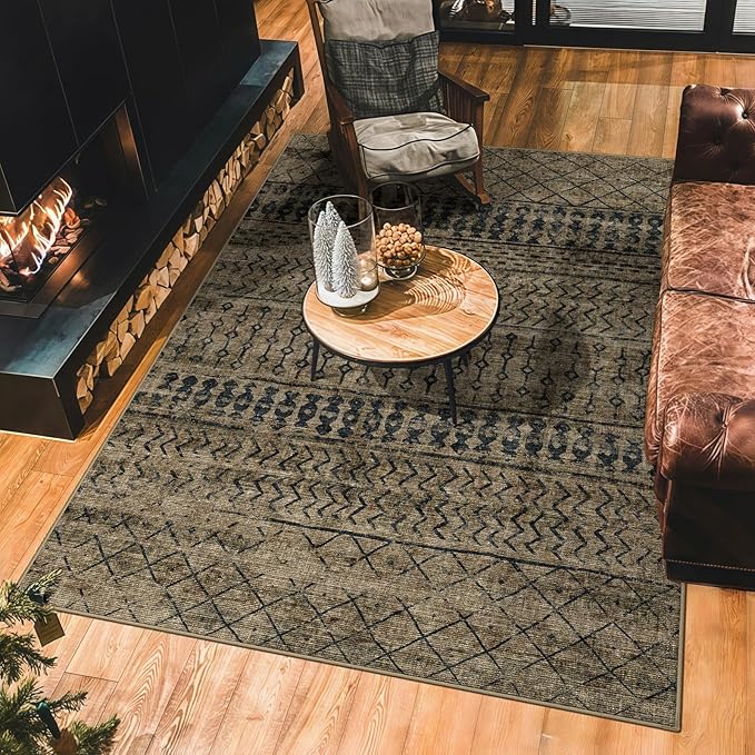 5x7 Machine Washable Area Rug for Living Room, Kids and Pets Friendly for by GERUIMO