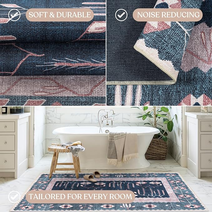 Washable Area Rug. Modern Farmhouse. Vintage. Turkish. Bohemian. Distressed. - Image 5