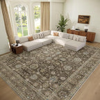 Washable 10x14 Area Rugs for Living Room, Boho Non-Slip Vintage Distress Large by Hedwior