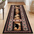 Rustic Cabin Bear Runner Rug, Native American Long Runner Rug, Wildlife Black by Unknown
