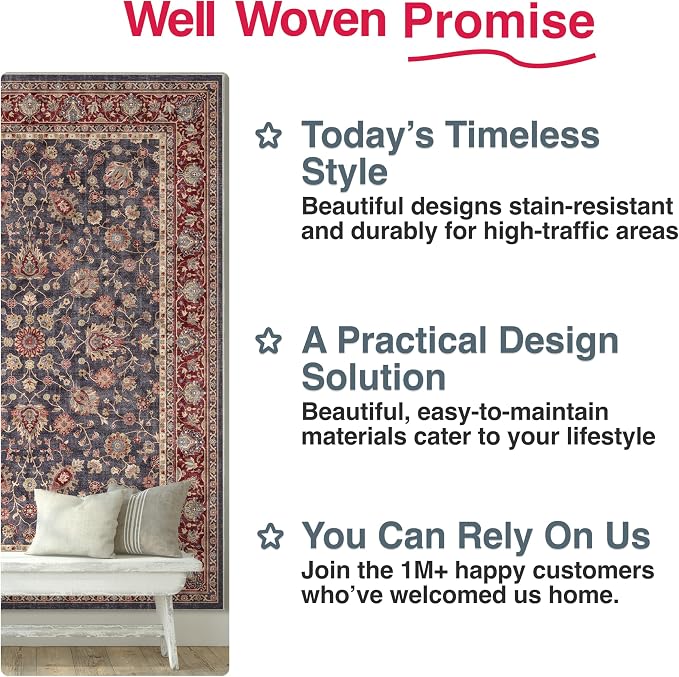 Well Woven Asha Rome Navy Blue Red 7'7" x 9'10" Area Rug - Image 8