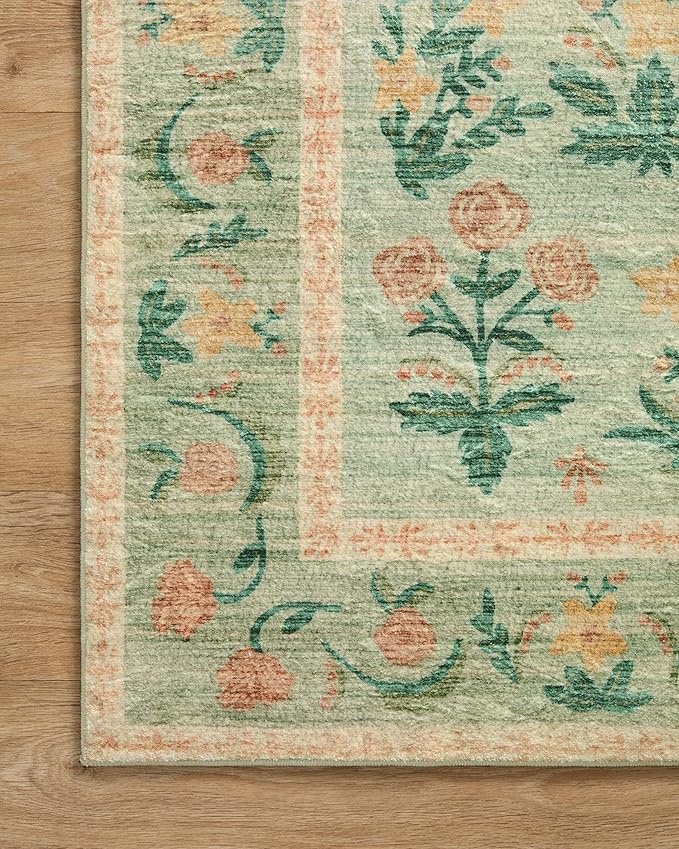 Loloi Rifle Paper Co. Eden Collection EDE-01 Mughal Rose Moss 2'-6" x 11'-6" - Image 5