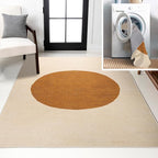 JONATHAN Y Machine Washable Indoor Area Rug 9X12 Cream/Terracotta, Cirkel by JONATHANY