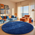 Ophanie Round Rug 7Ft Blue Circle Area Rug, Boys Room Decor, Fluffy Fuzzy by Ophanie