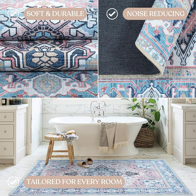 Washable Area Rug. Modern Farmhouse. Vintage. Turkish. Bohemian. Distressed. - Image 5