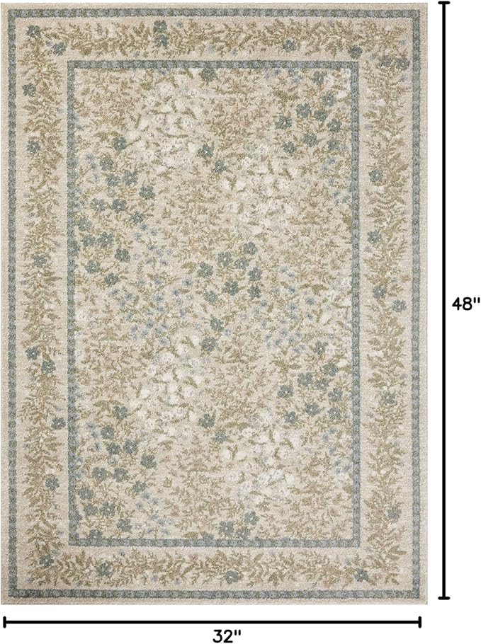 Loloi Rifle Paper Co. Laurel Collection LAU-03 Ivory/Multi 2'-8" x 4' Accent Rug - Image 2
