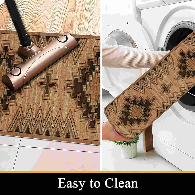 Vintage Geometric Cross Hallway Runner Rug, 2x8ft Entrance Washable Rug - Image 5