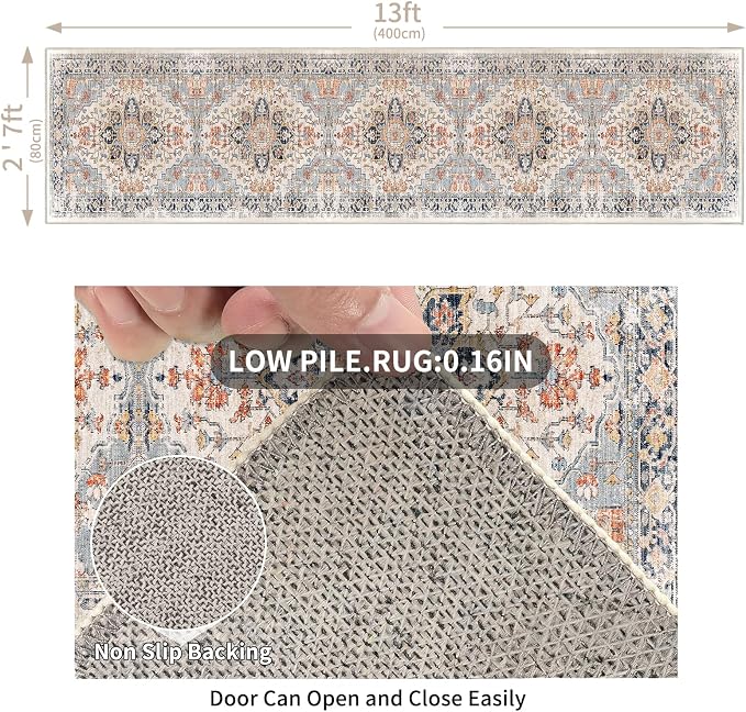 Enkor Runner Rugs for Hallway, 2.6x13 Washable Soft Non Slip Floor Rugs for - Image 2