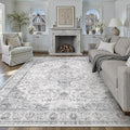 HUGEAR Area Rug 8x10 Vintage Grey Machine Washable Living Room Rugs Thin by HUGEAR
