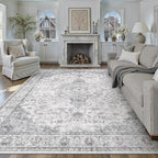 HUGEAR Area Rug 8x10 Vintage Grey Machine Washable Living Room Rugs Thin by HUGEAR