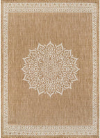 CAMILSON Outdoor Rug 6x9 Medallion Natural Modern Area Rugs - Image 2