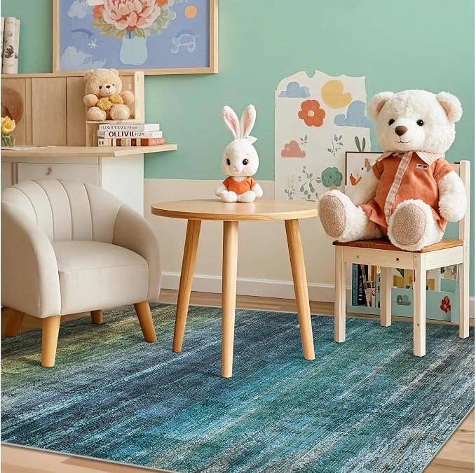 Kokia Abstract Washable Area Rug Living Room Washable 4x6 Non-Slip Stain - Image 2