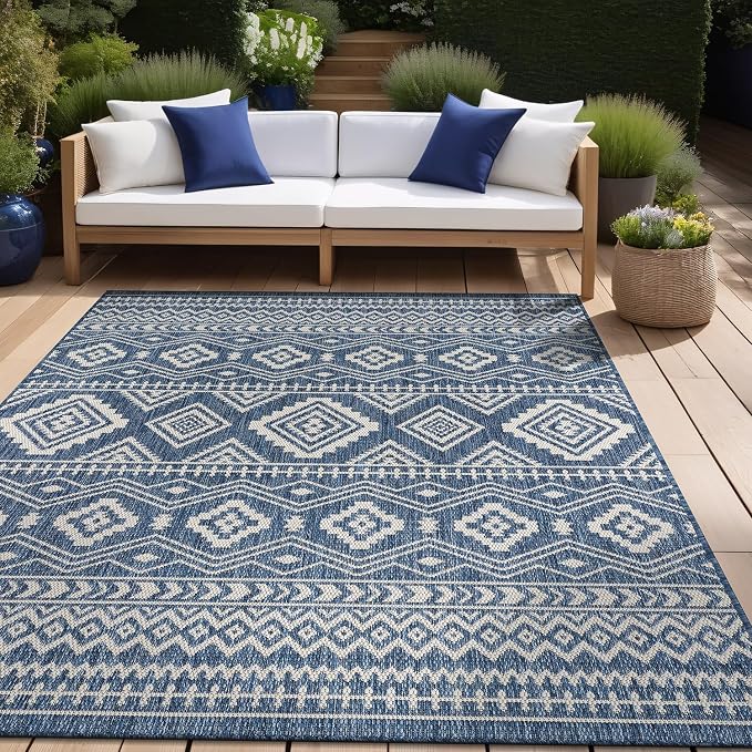 Beverly Rug Waikiki Boho Indoor Outdoor Rug 5x7, Washable Outside Carpet - Image 5