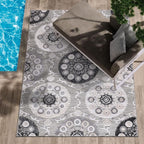 CAMILSON Indoor Outdoor Rug 5x7 Bohemian Medallion Floral Area Rugs - Image 3