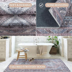 Washable Area Rug. Modern Farmhouse. Vintage. Turkish. Bohemian. Distressed. - Image 5