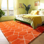 ONASAR Area Rugs for Bedroom Living Room, Washable 4x6 Fluffy Orange and White - Image 4