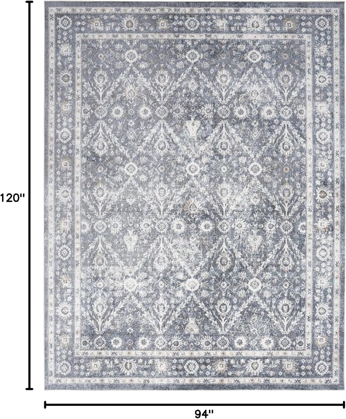 Nourison Home Astra Machine Washable Dark Blue 7'10" x 10' Area Rug - Image 2