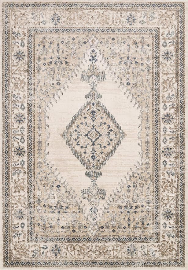 Loloi Teagan Collection TEA-02 Oatmeal/Ivory 5'-3" x 7'-6" Area Rug, Soft - Image 3