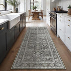 Black Runner Rug 2x6 Vintage Area Carpet Hallway Long Indoor Kitchen Washable by PureCozy