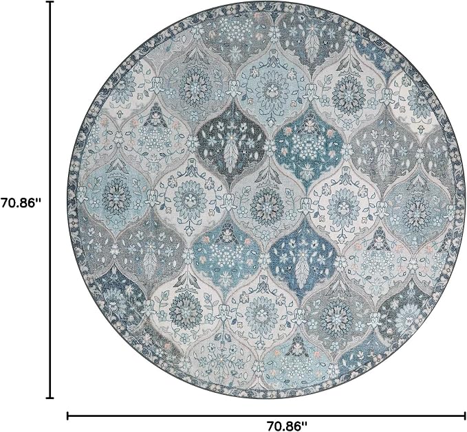 Lahome Moroccan Trellis Washable Round Area Rug, Soft Round Rugs 6ft Ultra-Thin - Image 2