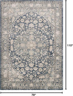 Loloi Teagan Collection TEA-01 Denim/Mist 6'-7" x 9'-2" Area Rug, Soft Neutral - Image 2
