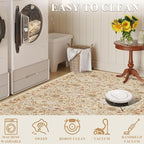 DUKINO 2x6 Runner Rug for Hallway, Washable Vintage Floral Kitchen Rug - Image 5