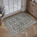 Black Entryway Rug 2x3 Vintage Area Carpet Indoor Kitchen Washable Door Mat by PureCozy