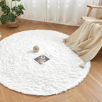 Andency White Round Area Rug for Living Room, Large Shag Circle Rug 7x7 for - Image 7