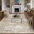 Beige Area Rug 6x9 Machine Washable Modern Abstract Living Room Carpet Non Slip - Image 6