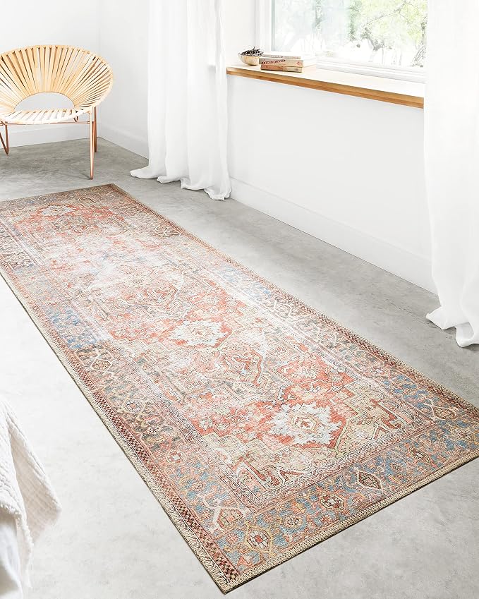 Loloi Loren Collection LQ-15 Terracotta/Sky 3'-6" x 5'-6" Accent Rug - Image 5