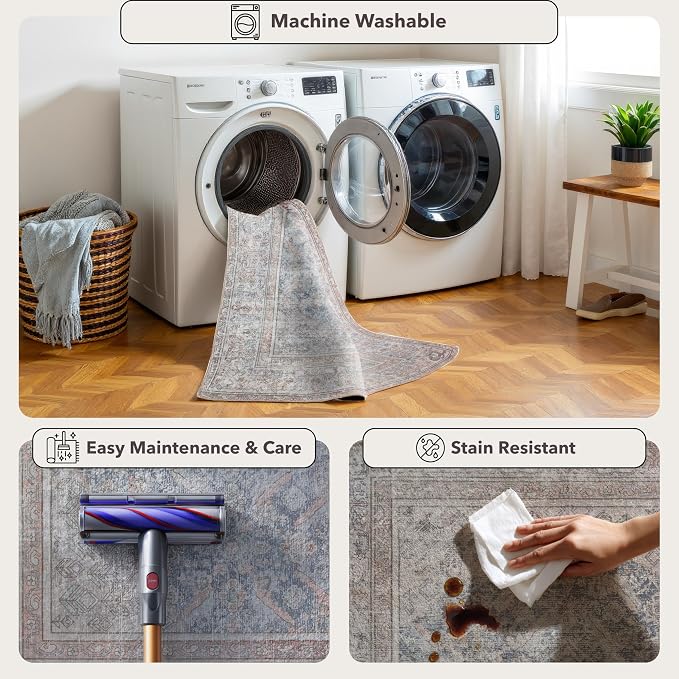 Kuden 4x6 Area Rug, Machine Washable Area Rug - Image 5