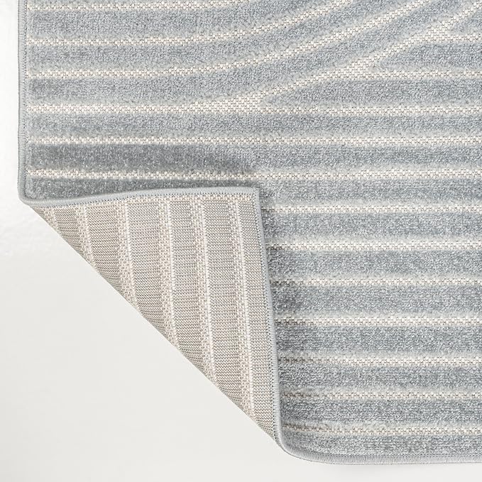 JONATHAN Y Hallie High-Low Curve Light Blue/Cream 8x10 Indoor/Outdoor Area Rug - Image 4