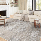 Modern Abstract Beige Gray Area Rug 5x7 Machine Washable Large Carpet Neutral - Image 7