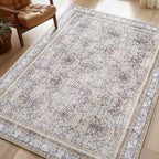 Phantoscope Washable Area Rug 9'x12' Non-Slip, Vintage Neutral Rugs by Phantoscope