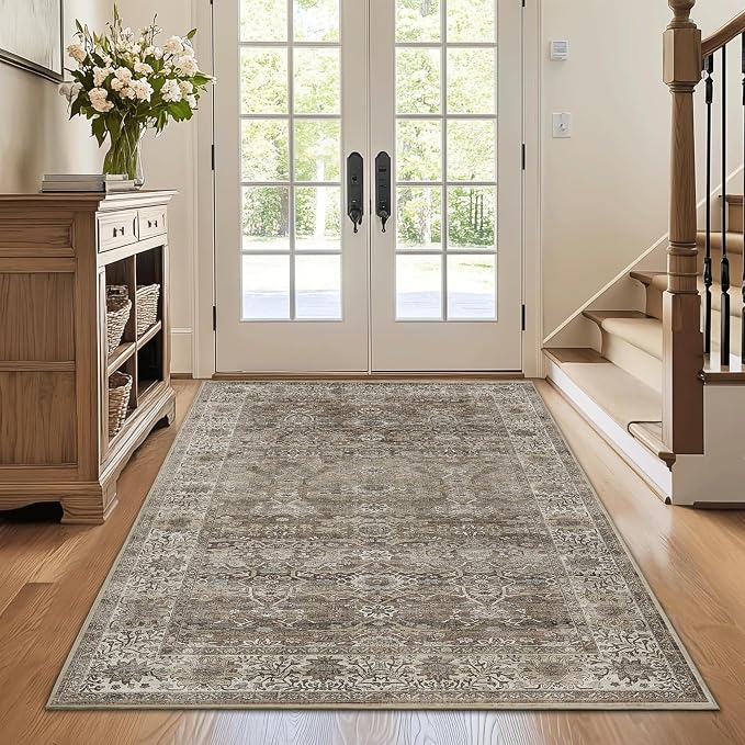 3x5 Washable Rug for Living Room Bedroom Dining Room Non-Slip Low Pile Boho - Image 2