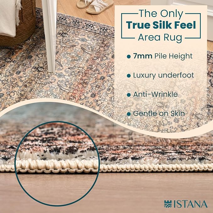 Istana Hallway Runner Rug 2x8 – Olive/Charcoal Entryway Rug -Silk's Soft Touch - Image 6