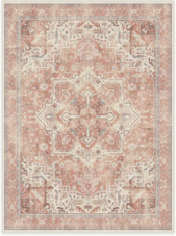 RUGGABLE Washable Area Rug – Kamran Rose Pink 9x12, Stain-Resistant, Non-Slip – - Image 3