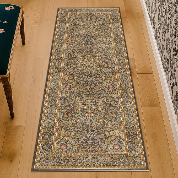 Non Slip 2x7 Gold Brown Kitchen Runner - Image 3