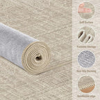 6ft Round Rug Living Room: Washable Large Vintage Rug Neutral Non-Slip Soft - Image 4